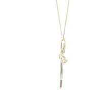 10K White and Yellow Gold 0.08 cttw Diamond Cross Pendant, 18"