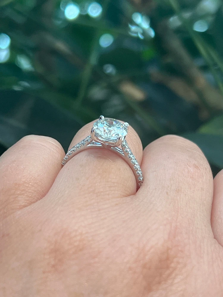 14K White Gold 2.31cttw Lab Grown Round Diamond Engagement Ring - /