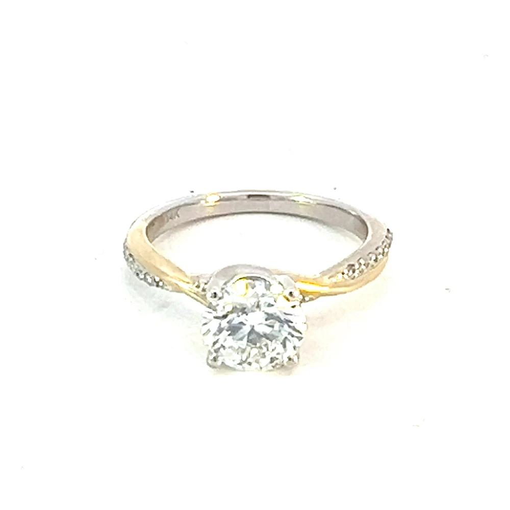 14K White & Yellow Gold 1.60cttw Lab Grown Round Brilliant Cut Diamond Ring