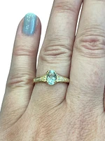 10K Yellow Gold 0.65cttw Aquamarine and 0.04cttw Diamond Ring, size 7