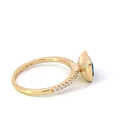 14K Yellow Gold  1.28cttw Blue Topaz and 0.14cttw Diamond Ring - Size 6