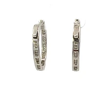 925 Sterling Silver Cubic Zirconia Oval Huggies