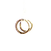 10K Yellow Gold 0.25cttw Ruby Hoop / Huggie / Hinged Earrings