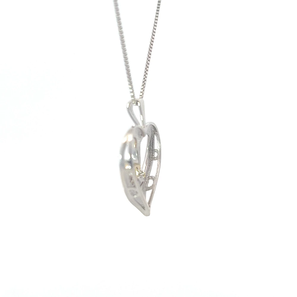 Silver & 10K Yellow Gold 0.02 cttw Diamond Heart Necklace