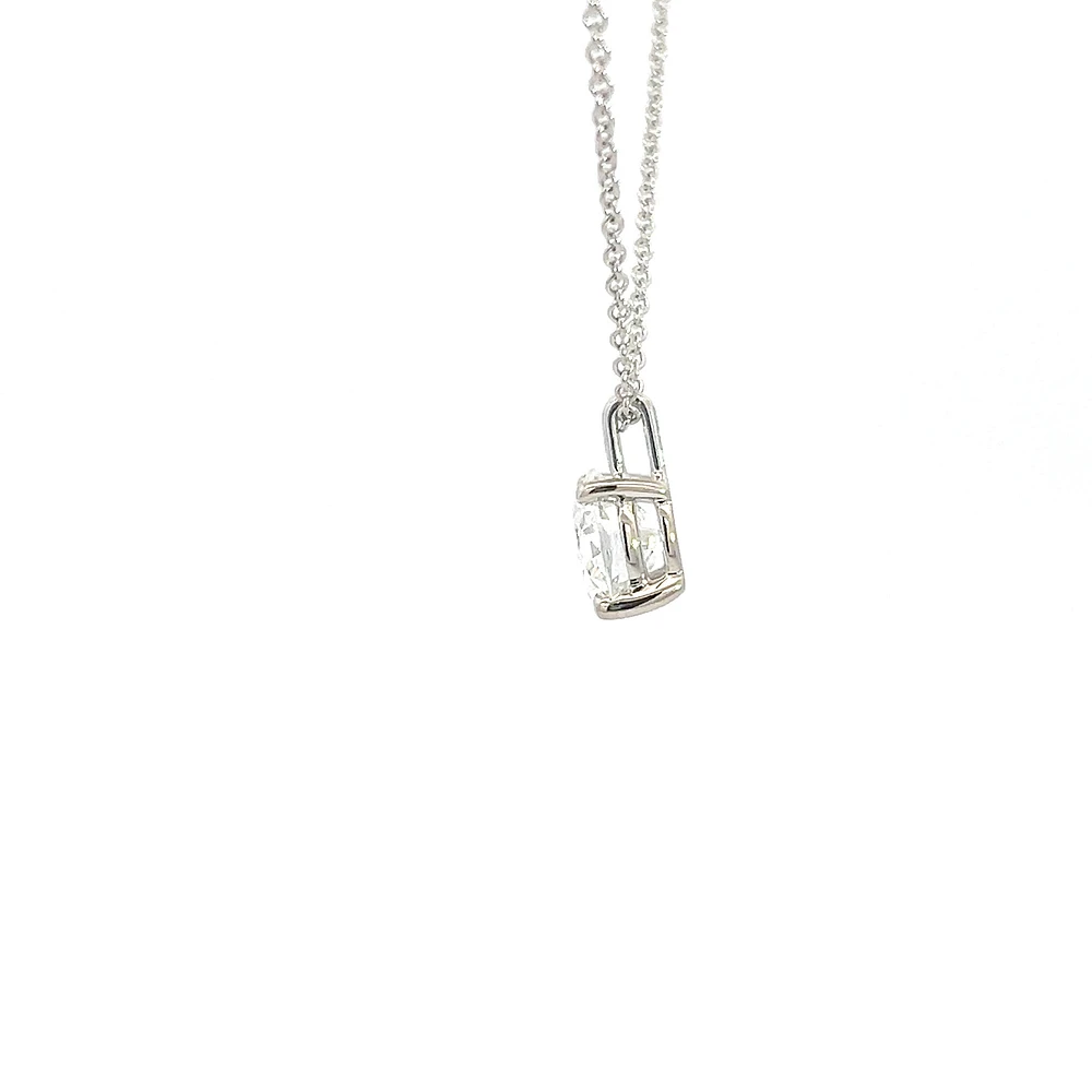 14K White Gold 2.11cttw Lab Grown Diamond Solitaire Necklace with Rolo Chain (Lobster Clasp) - Adjustable 16 - 18 Inches