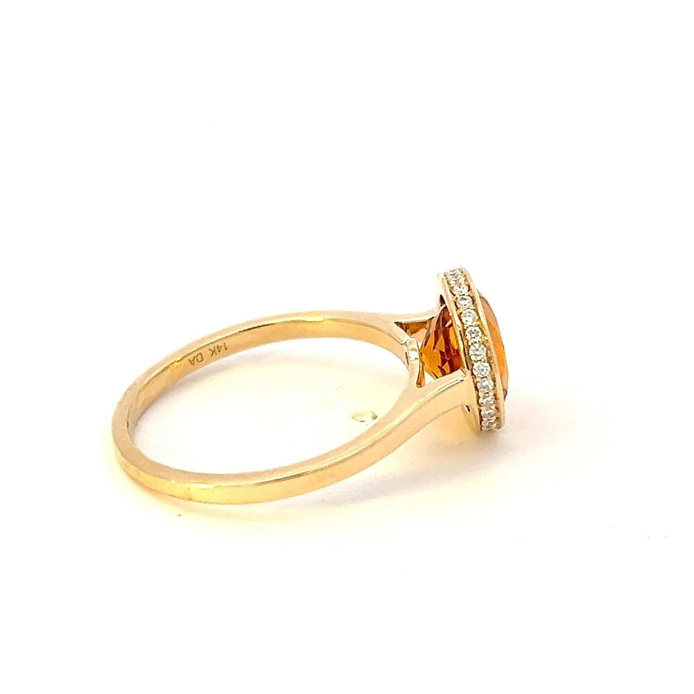 14K Yellow Gold 2.35cttw Citrine and 0.09cttw Diamond Ring - Size 7