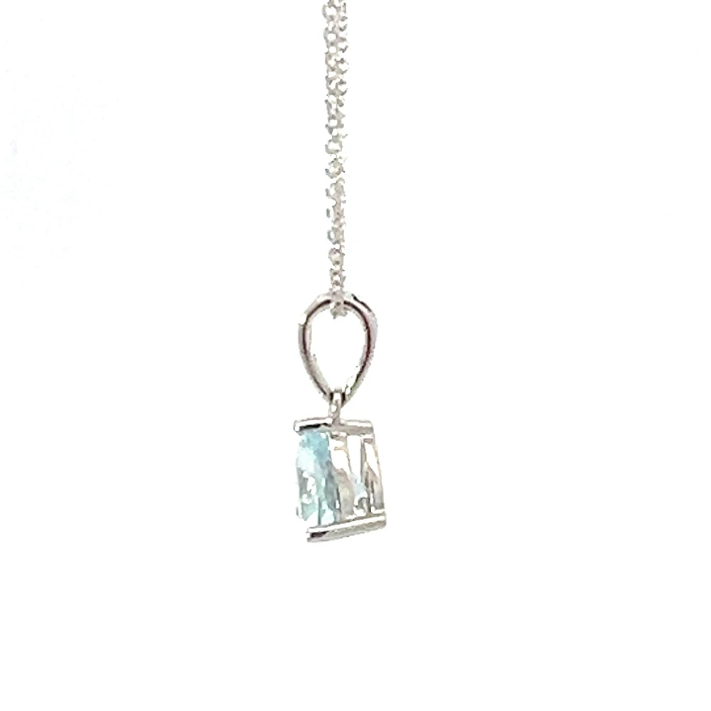 10K White Gold 6.0mm Trillion Cut Aquamarine Pendant - 18"