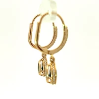 14K Rose Gold Blue Topaz and Diamond Dangle Earrings