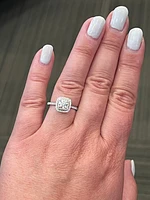 18K White Gold 0.95cttw Lab Grown Diamond Double Halo Engagement Ring