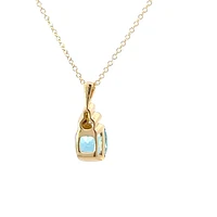 10K Yellow Gold Swiss Blue Topaz and Diamond Pendant, 18"