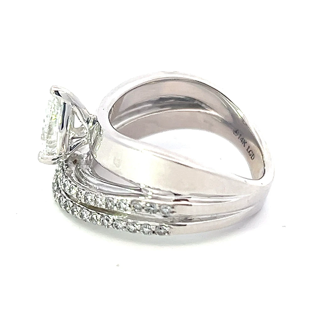 14K White Gold 1.28cttw Lab Grown Pear Cut Diamond Ring