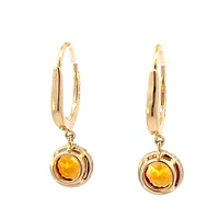 14K Yellow Gold Citrine and Diamond Dangle Earring