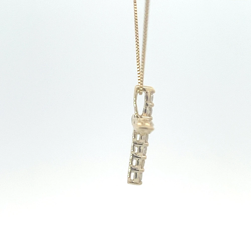 10K Yellow Gold 0.25 cttw Diamond Cross Pendant, 18"
