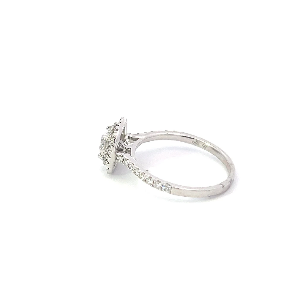 18K White Gold 0.95cttw Lab Grown Diamond Double Halo Engagement Ring