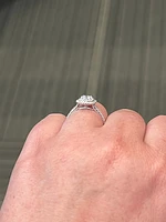 18K White Gold 0.95cttw Lab Grown Diamond Double Halo Engagement Ring