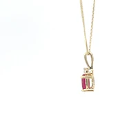 10K Yellow Gold Ruby and Diamond Necklace, 18"