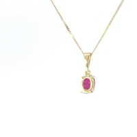 10K Yellow Gold Ruby and Diamond Necklace, 18"