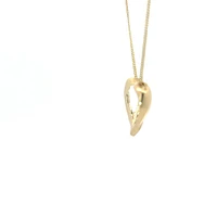 10K Yellow Gold 0.04cttw Diamond Heart Pendant, 18"