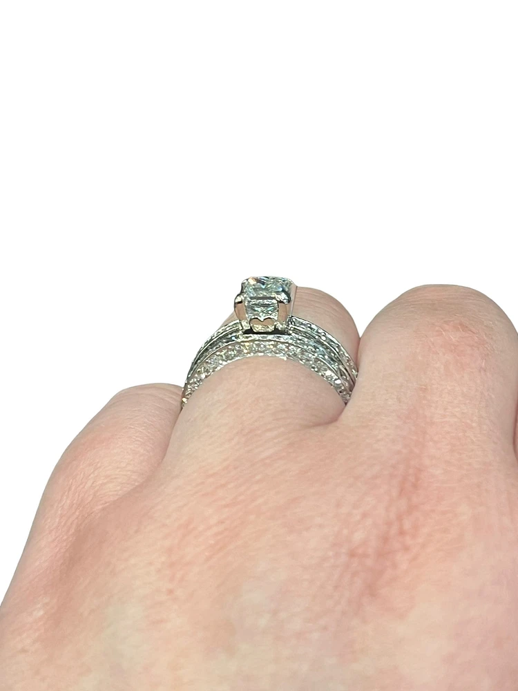 Previously Loved - 2.24cttw Princess Cut Diamond Engagement Ring Set