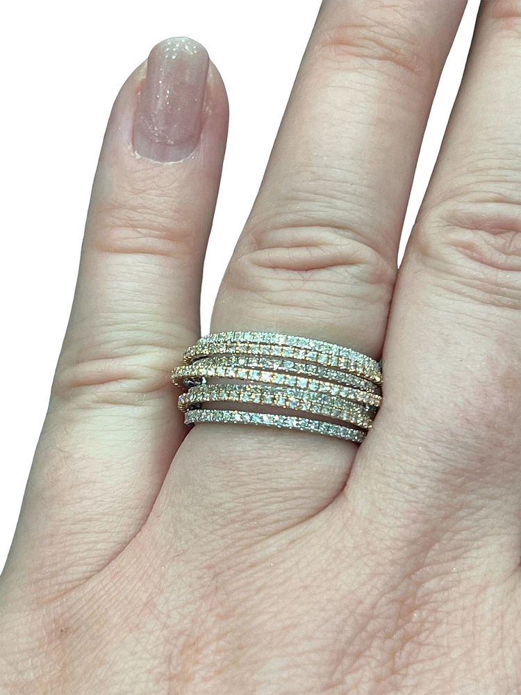 14K White & Rose Gold Diamond Ring - size 6.5