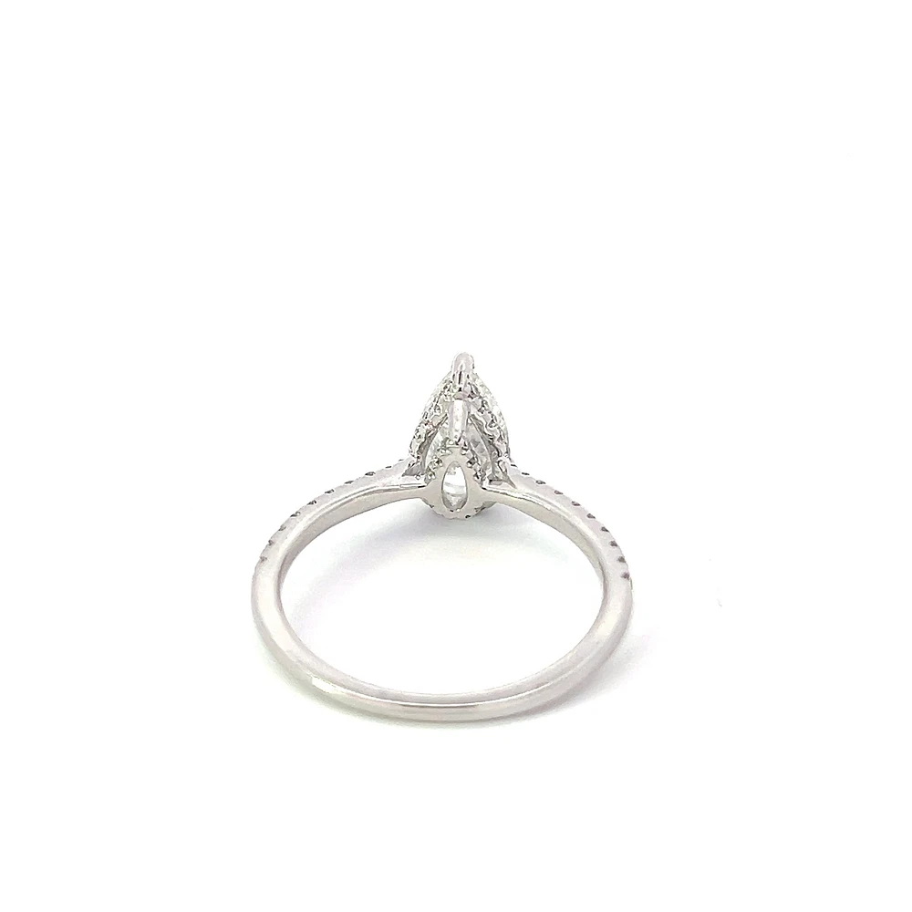 18K White Gold 1.25cttw Pear Shape and Hidden Halo Lab Grown Diamond Engagement Ring