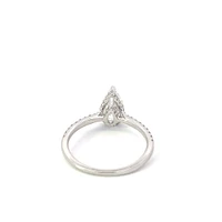 18K White Gold 1.25cttw Pear Shape and Hidden Halo Lab Grown Diamond Engagement Ring