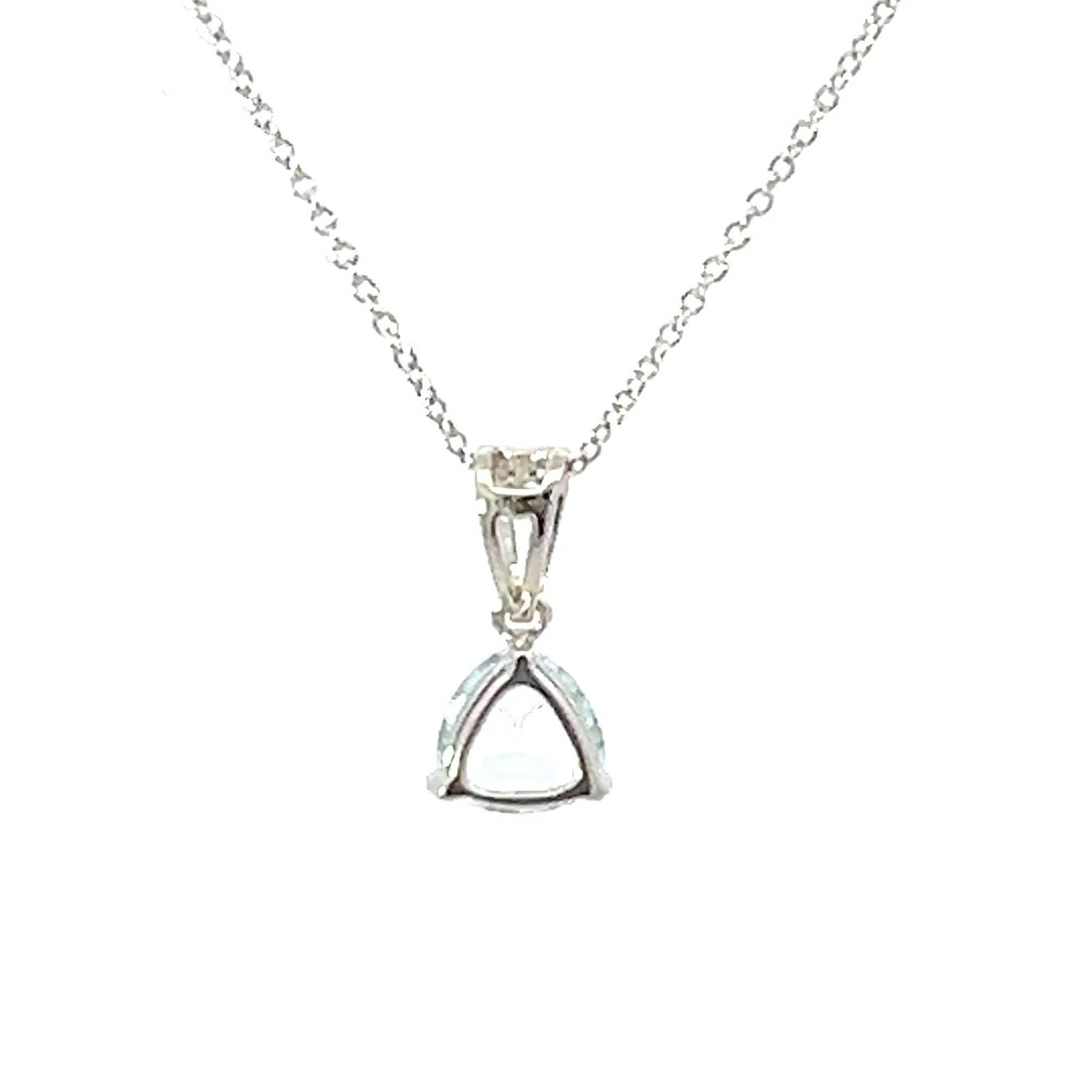 10K White Gold 6.0mm Trillion Cut Aquamarine Pendant - 18"