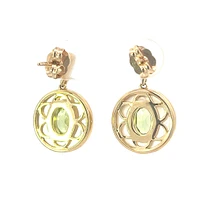 10K Yellow Gold Peridot and Mother of Pearl Earrings