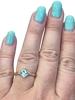 10K Yellow Gold 0.76cttw Aquamarine and 0.008cttw Diamond Ring, size 7