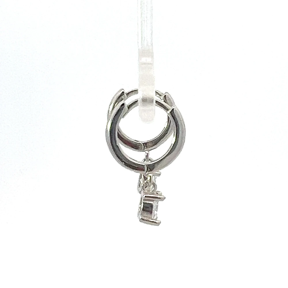 925 Sterling Silver Huggies with Dangling Cubic Zirconia