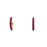 10K Yellow Gold 0.25cttw Ruby Hoop / Huggie / Hinged Earrings