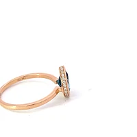 14K Rose Gold 0.91cttw Blue Topaz and 0.09cttw Diamond Ring - Size 6