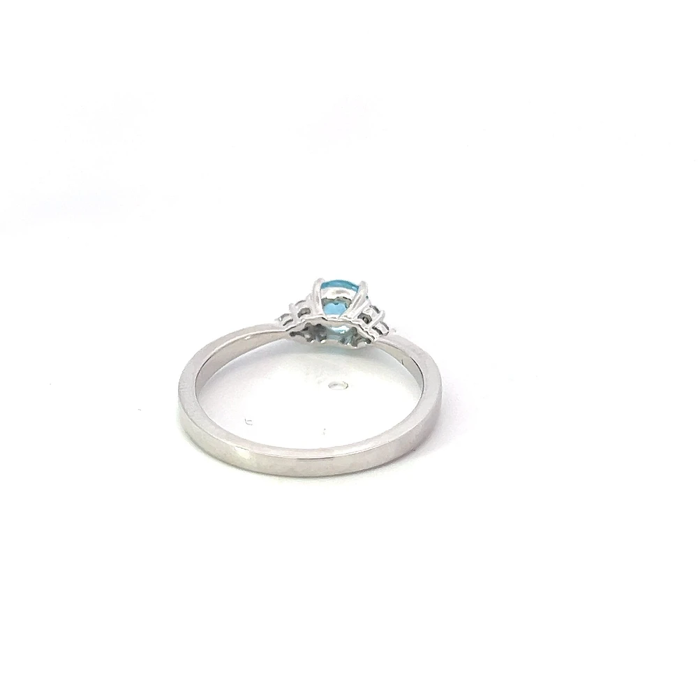 10K White Gold Blue Topaz and 0.06cttw Diamond Ring - 6