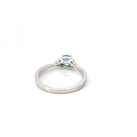 10K White Gold Blue Topaz and 0.06cttw Diamond Ring - 6