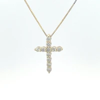 10K Yellow Gold 0.25 cttw Diamond Cross Pendant, 18"