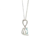 10K White Gold 6.0mm Trillion Cut Aquamarine Pendant - 18"