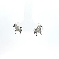 925 Sterling Silver Cubic Zirconia Horse Earrings