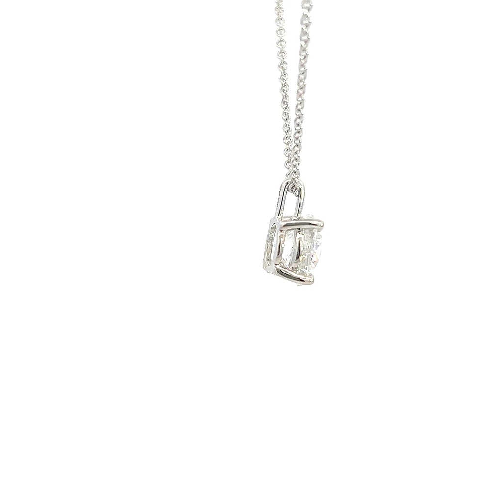14K White Gold 2.11cttw Lab Grown Diamond Solitaire Necklace with Rolo Chain (Lobster Clasp) - Adjustable 16 - 18 Inches