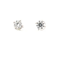 14K White Gold Lab Grown Round Brilliant Cut Diamond Solitaire Claw Set Style Earrings - Carat Total /