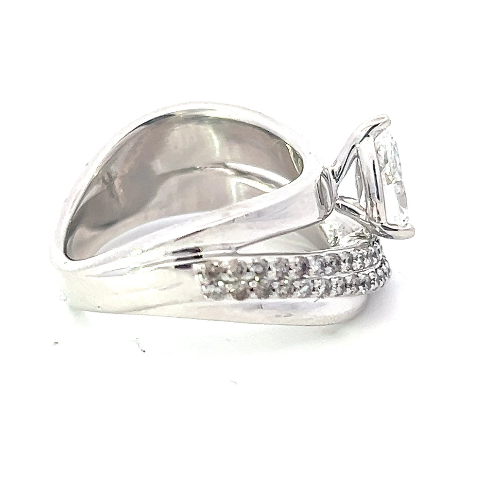 14K White Gold 1.28cttw Lab Grown Pear Cut Diamond Ring