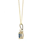 10K Yellow Gold Sapphire and Diamond Pendant - 18 inches