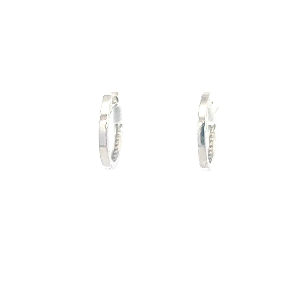 14K White Gold Cubic Zirconia Huggies - 18mm