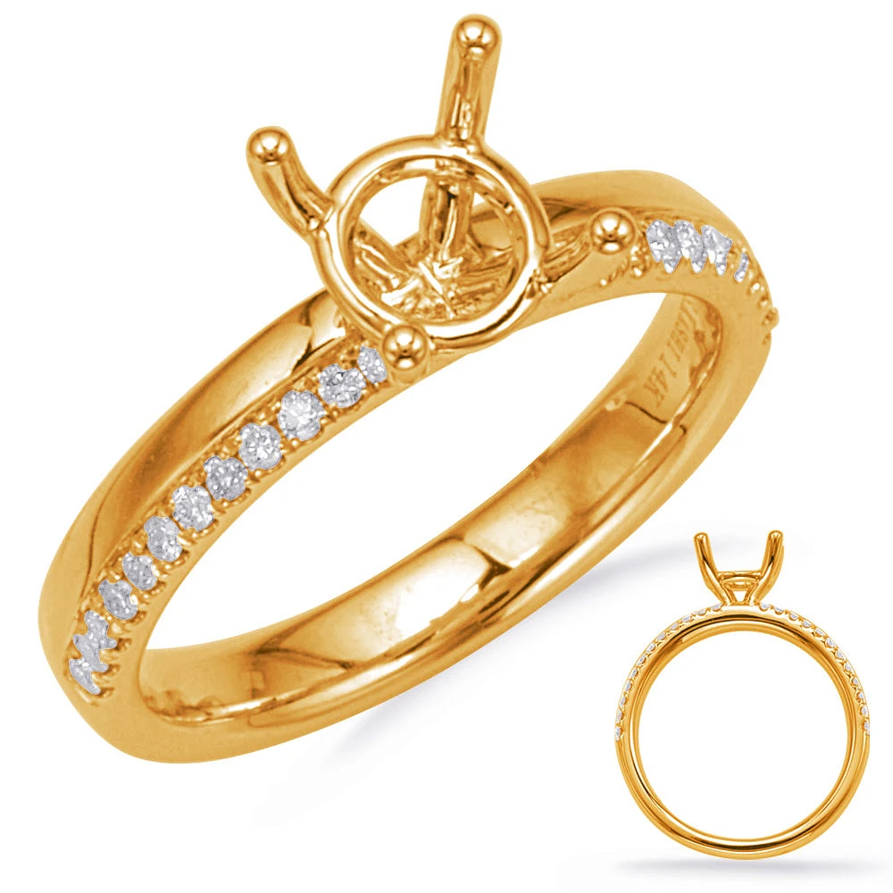14K 2 Tone Round Brilliant Cut Diamond Ring - Mount Only (No centre diamond) / Gold