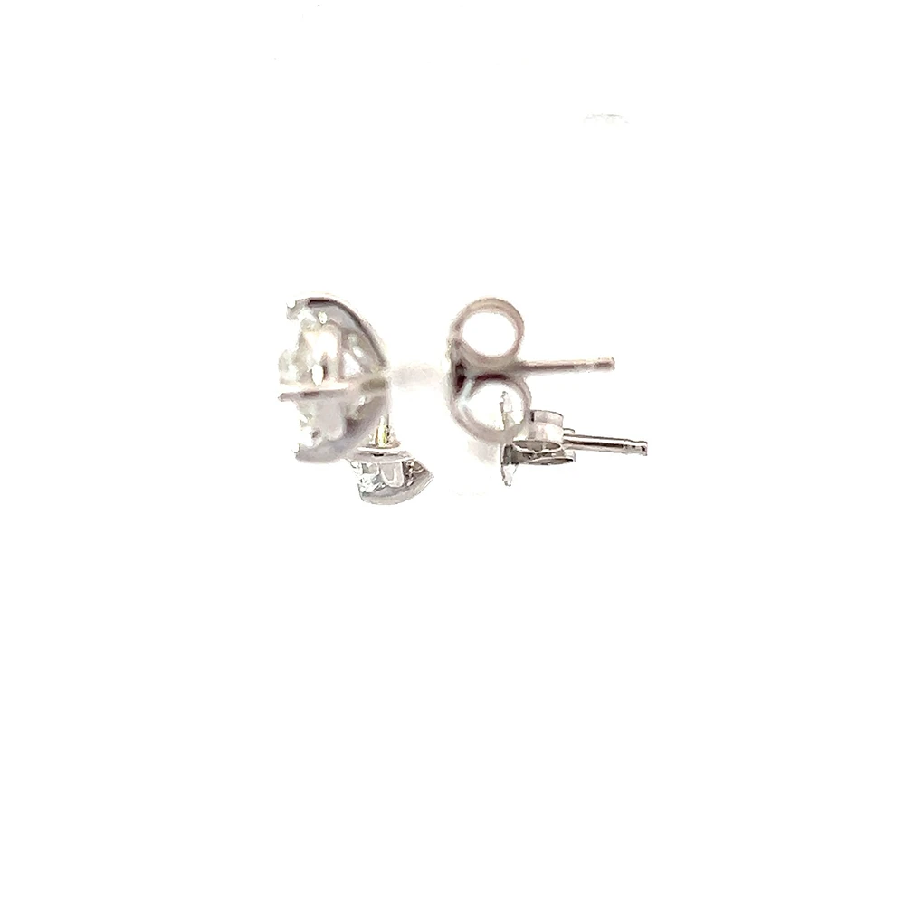 14K White Gold Lab Grown Round Brilliant Cut Diamond Solitaire Claw Set Style Earrings - Carat Total /