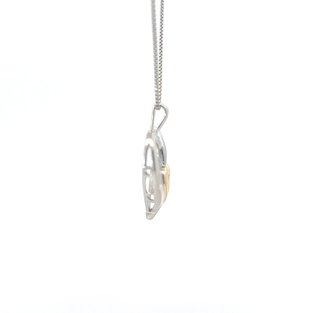 Silver & 10K Yellow Gold 0.02 cttw Diamond Heart Necklace