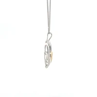 Silver & 10K Yellow Gold 0.02 cttw Diamond Heart Necklace
