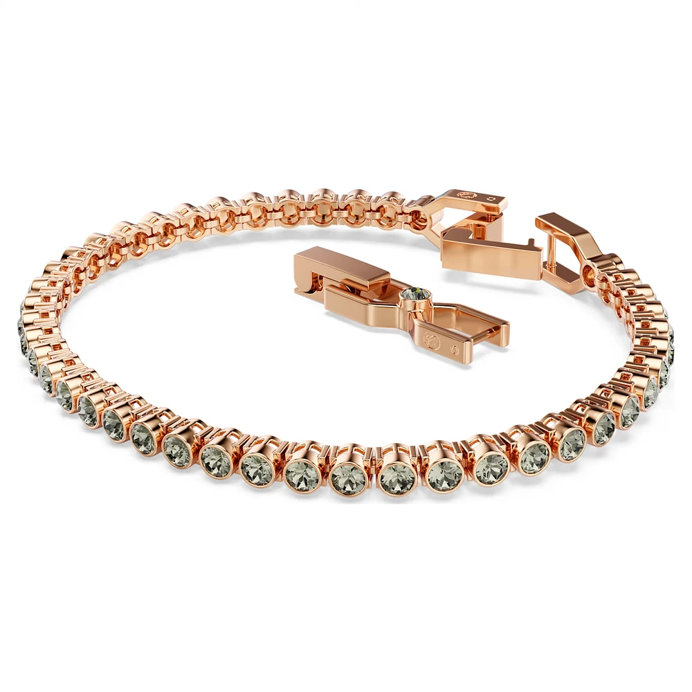 Swarovski Imber Emily Tennis bracelet, Round cut, Black, Rose gold-tone plated 5734240