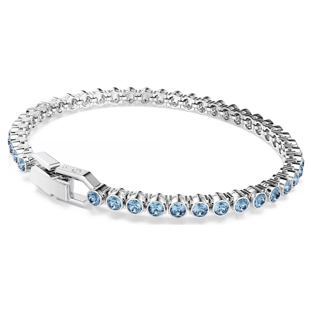 Swarovski Imber Emily Tennis bracelet, Round cut, Blue, Rhodium plated 5734239