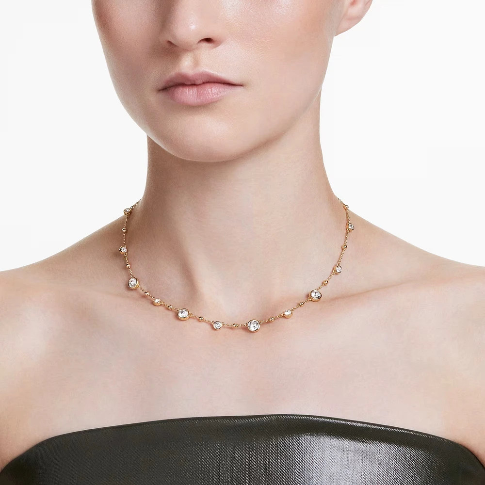 Swarovski - Imber necklace, Round cut, Scattered design, White, Gold-tone plated - 5680090