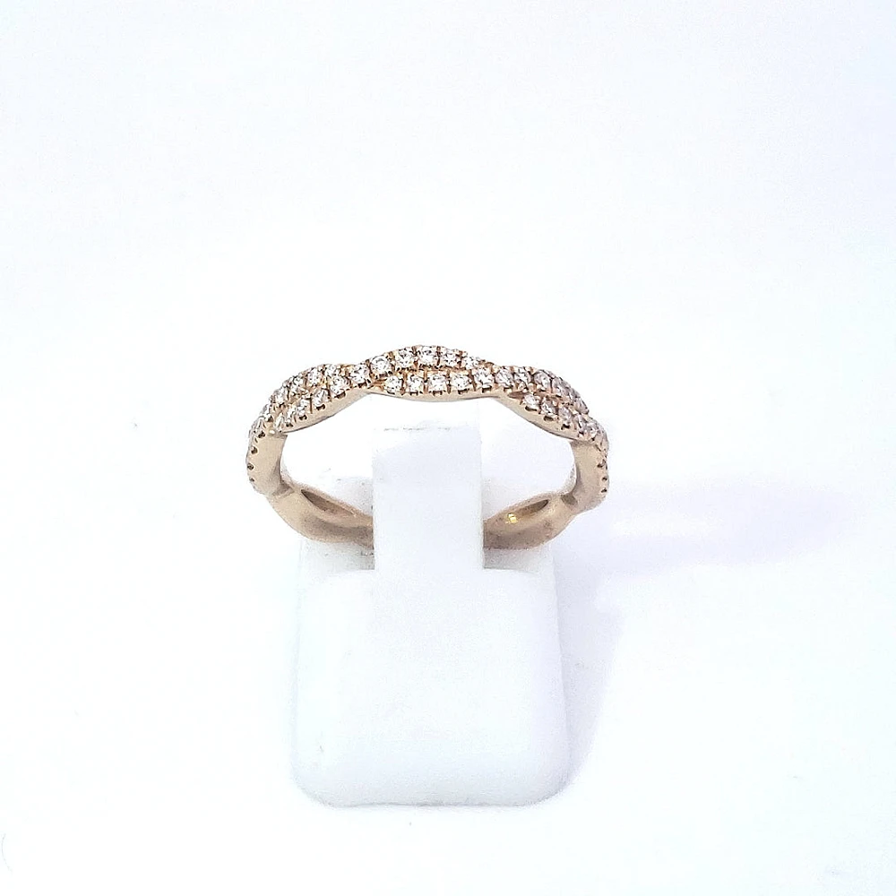 14K Yellow Gold Wavy Diamond Band